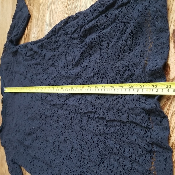 (L) APT.9 Black Crochet Midi Half Sleeve Dress 100% Nylon Shell - Picture 4 of 10